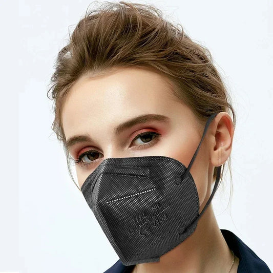 Purple KN95 FFP2 mask with 5 layers, adult black fabric mask, protective face covering, breathable filter mask for safety
