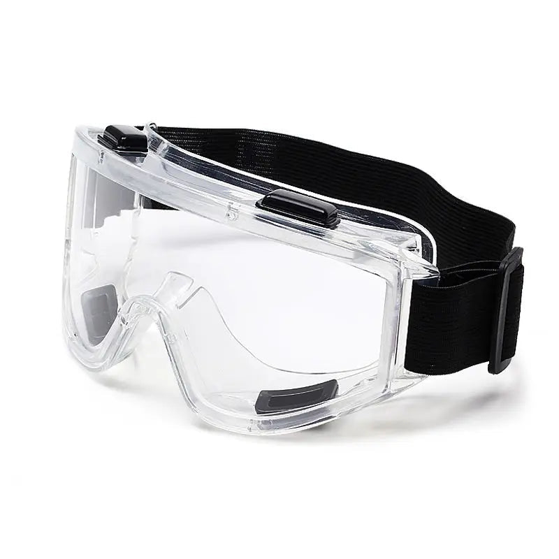 Yellow safety goggles with clear lenses, dust-proof and anti-splash protection, designed for laboratory and industrial eye safety.
