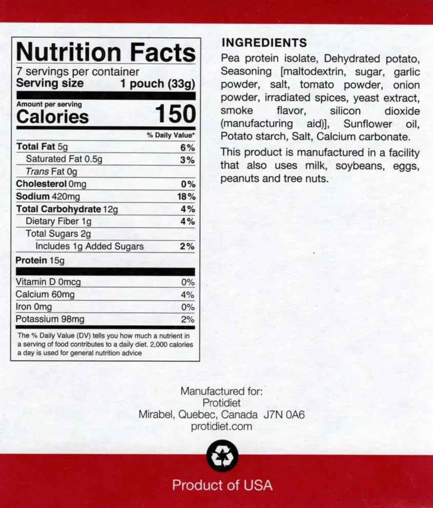 AmBari Nutrition Protidiet BBQ Crisps in a bowl, showing the crispy, smoky-flavored snack with a textured surface.