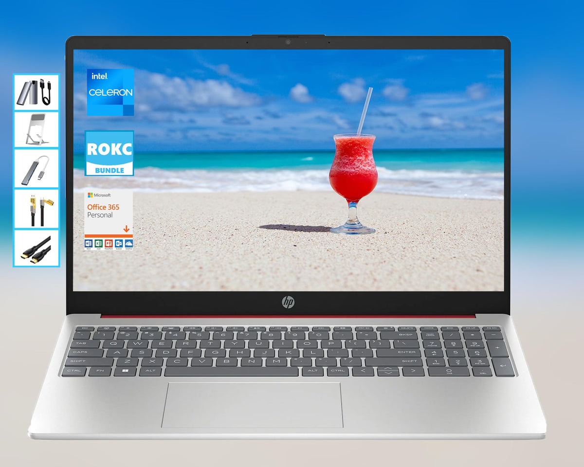 HP AI-Powered Windows 11 15.6" HD Laptop - 16GB RAM, 256GB SSD, Office & Cloud Bundle