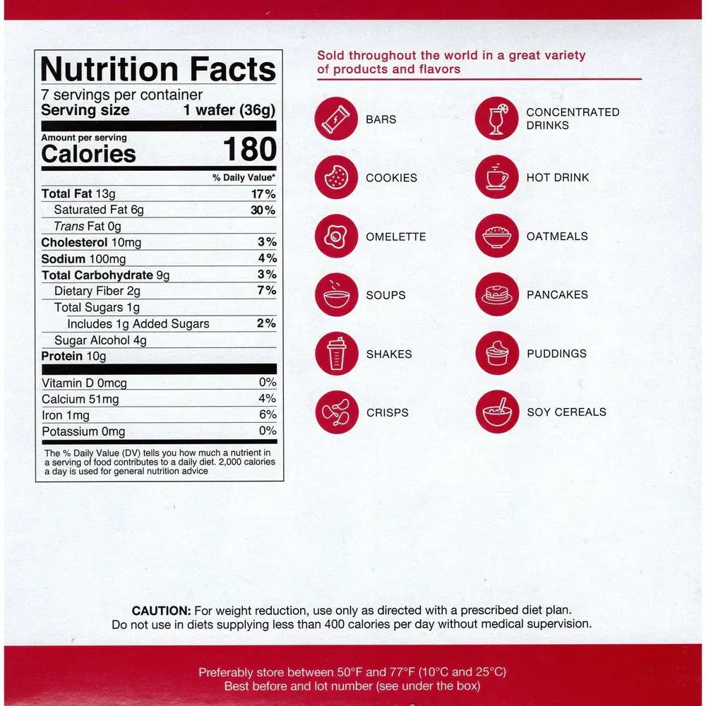 AmBari Nutrition PROTIDIET wafer bar with butterscotch flavor, showing a crispy wafer snack with butterscotch coating and details.