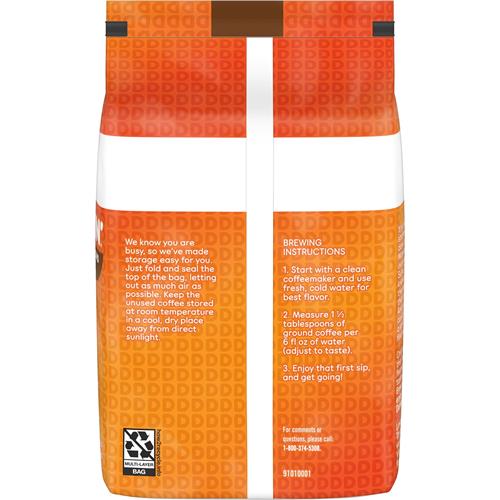ByBies Dunkin Original Blend Medium Roast Ground Coffee in 18-ounce package, showing the coffee bag with branding and label.