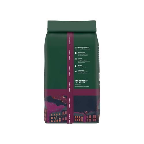 ByBies Starbucks dark roast ground coffee, French Roast, 100% Arabica, 18 oz bag, rich and aromatic coffee beans.