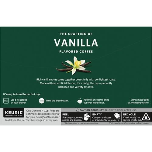 Starbucks K-Cup vanilla flavored coffee pods by ByBies, 100% Arabica, one box of 10 single-serve coffee capsules.