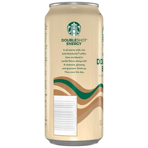 ByBies Starbucks Double Shot Energy Drink Vanilla 15 Fl Oz bottle, showing the sleek can with vanilla flavor branding.