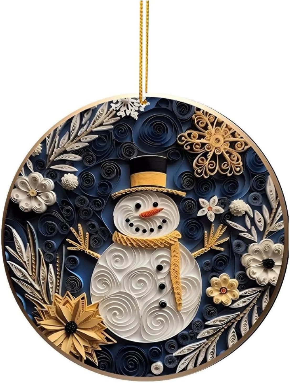 Flat curly Christmas decorations in festive curled designs, displayed for seasonal holiday décor