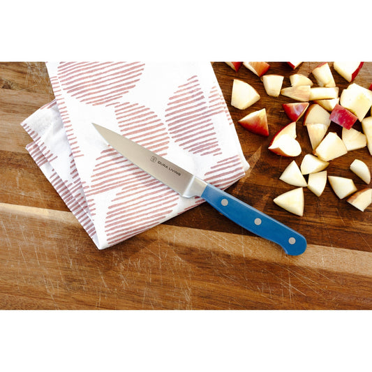 Dura Living Superior 3.5-inch royal blue paring knife with a sharp stainless steel blade and ergonomic handle.