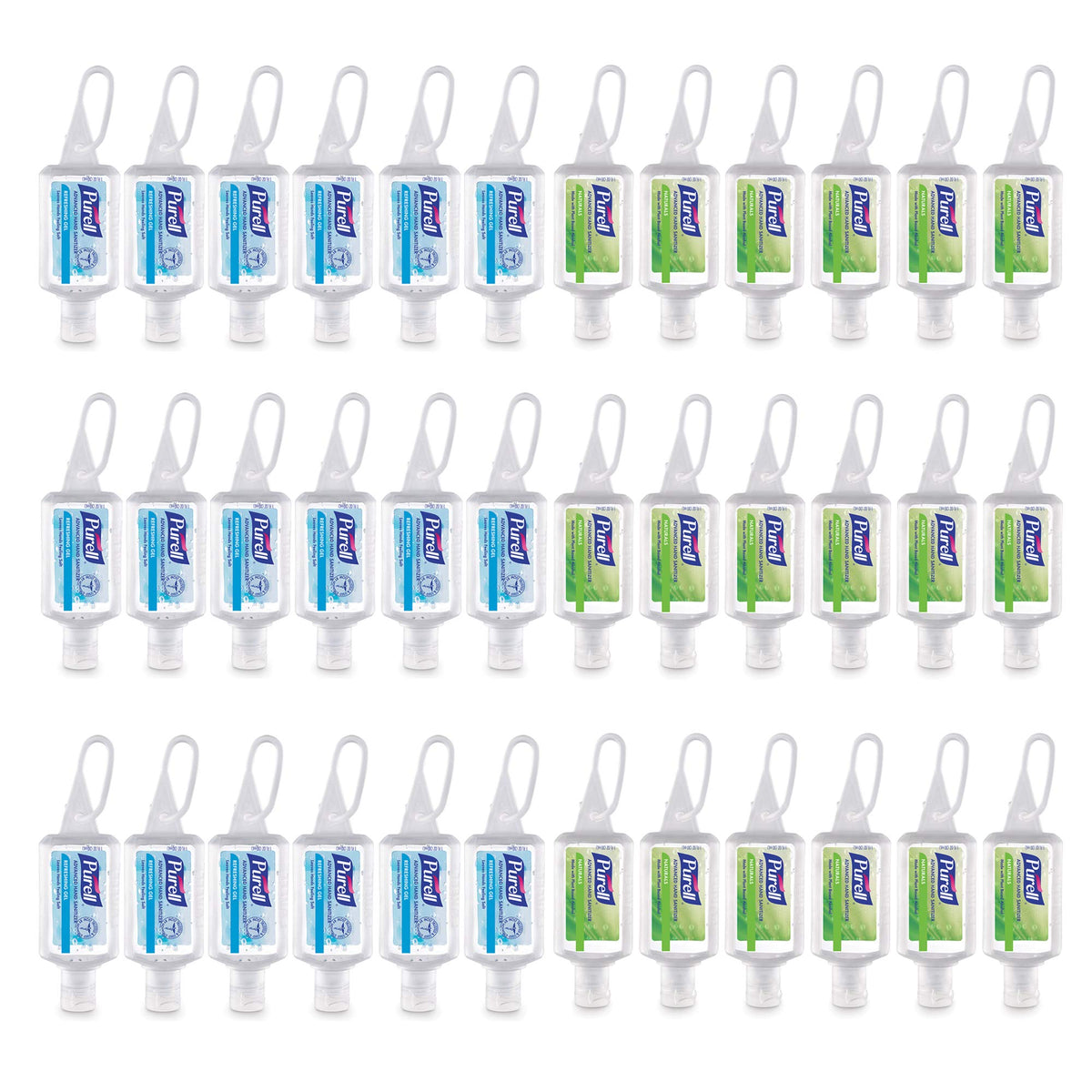 BackupsMyFilesNow® PURELL Advanced Hand Sanitizer travel size bottles with flip caps in a jelly wrap carrier, variety pack of 36.