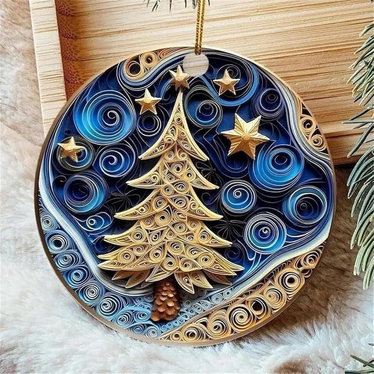 Flat curly Christmas decorations in festive curled shapes by My Store