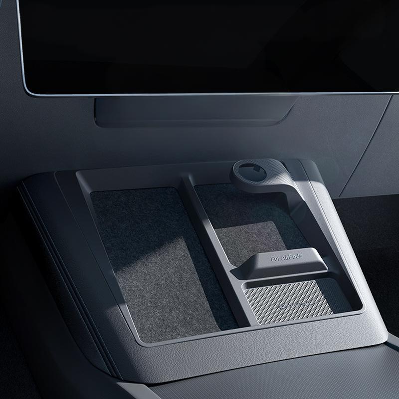 Tesery 3-in-1 wireless charging anti-slip organizer for Model 3 Highland and Model Y Juniper interior console.