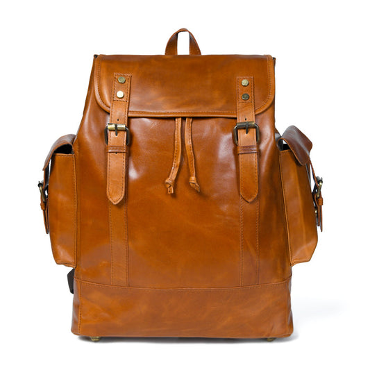 Earthen Leather Laptop Backpack by Classy Leather Bags, showing a stylish brown leather backpack with adjustable straps and multiple compartments.