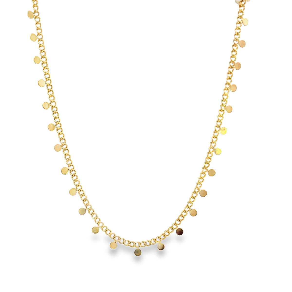 18K gold filled round circle charm choker by MIA Jewelry, featuring a sleek circular pendant on a stylish chain.