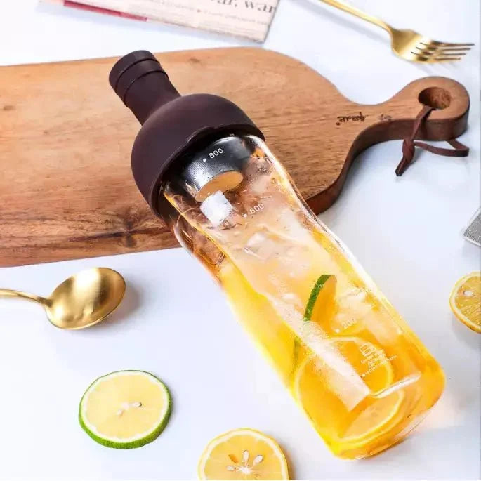 Nepal Tea Cold Brew Infuser Bottle with stainless steel infuser and glass body for fresh cold brewed tea or coffee.