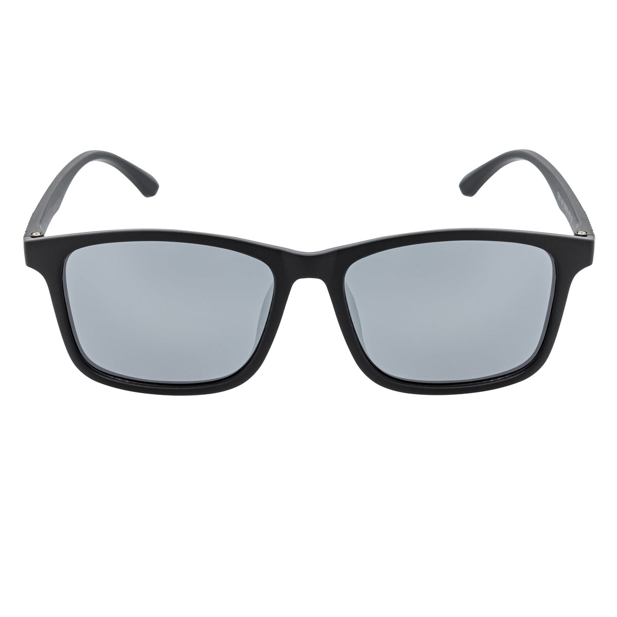 Morspecs commuter polarized horn-rimmed sunglasses with matte black frame and silver mirror lenses, stylish and protective eyewear