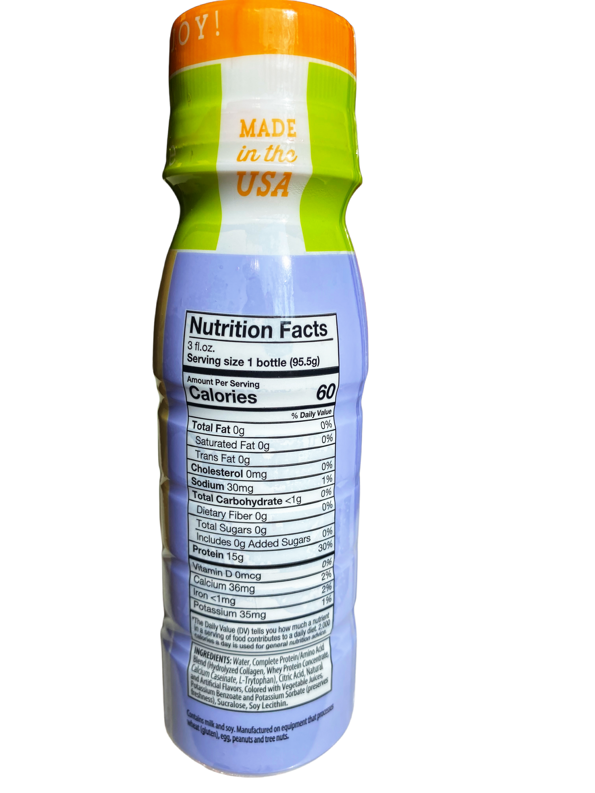 AmBari Nutrition Crangrape Protein Shot with 15g of protein in a small drink bottle, showcasing the beverage's vibrant label.