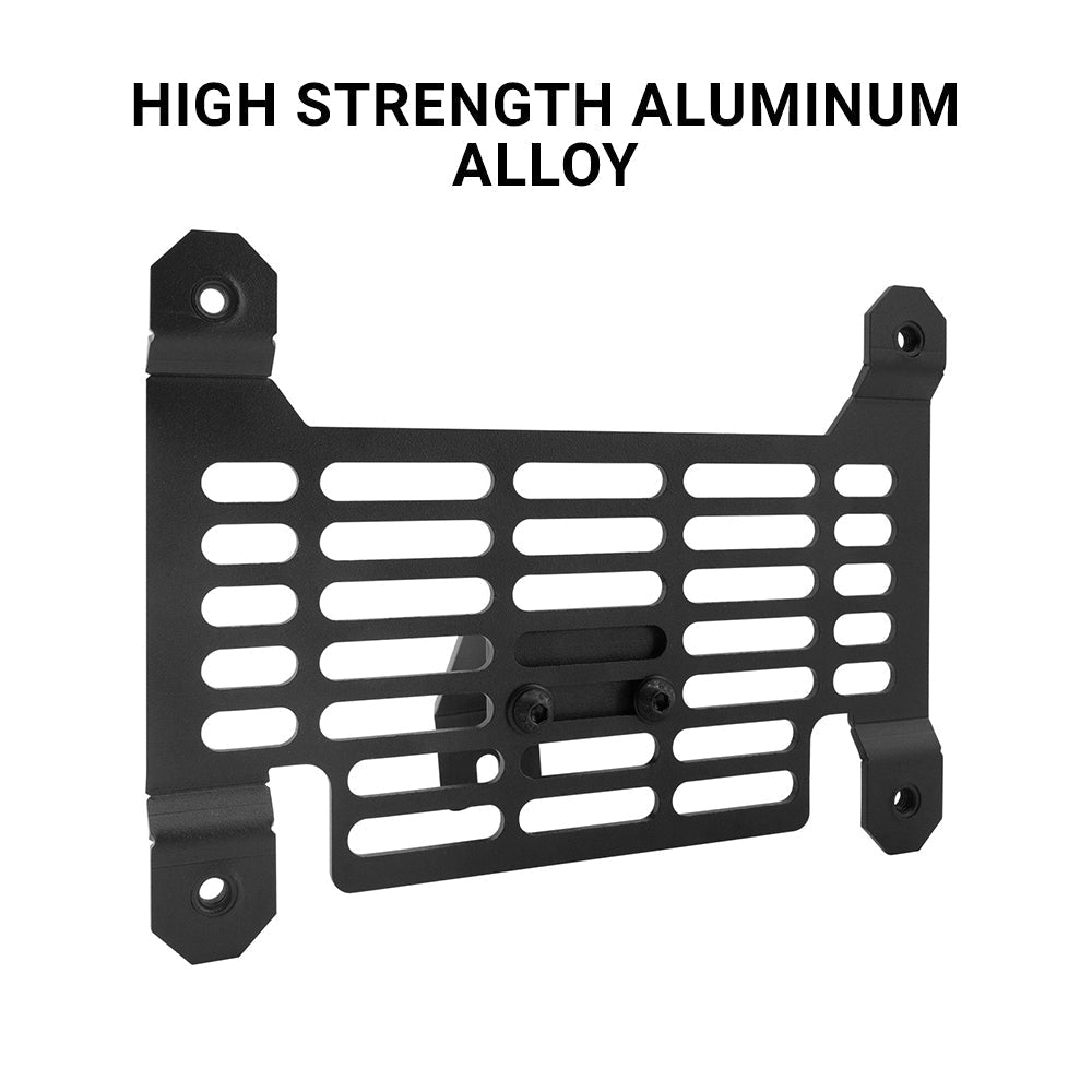 Cybertruck front license plate holder from Tesery, no-drill anti-theft mounting kit, durable license plate frame for electric trucks.