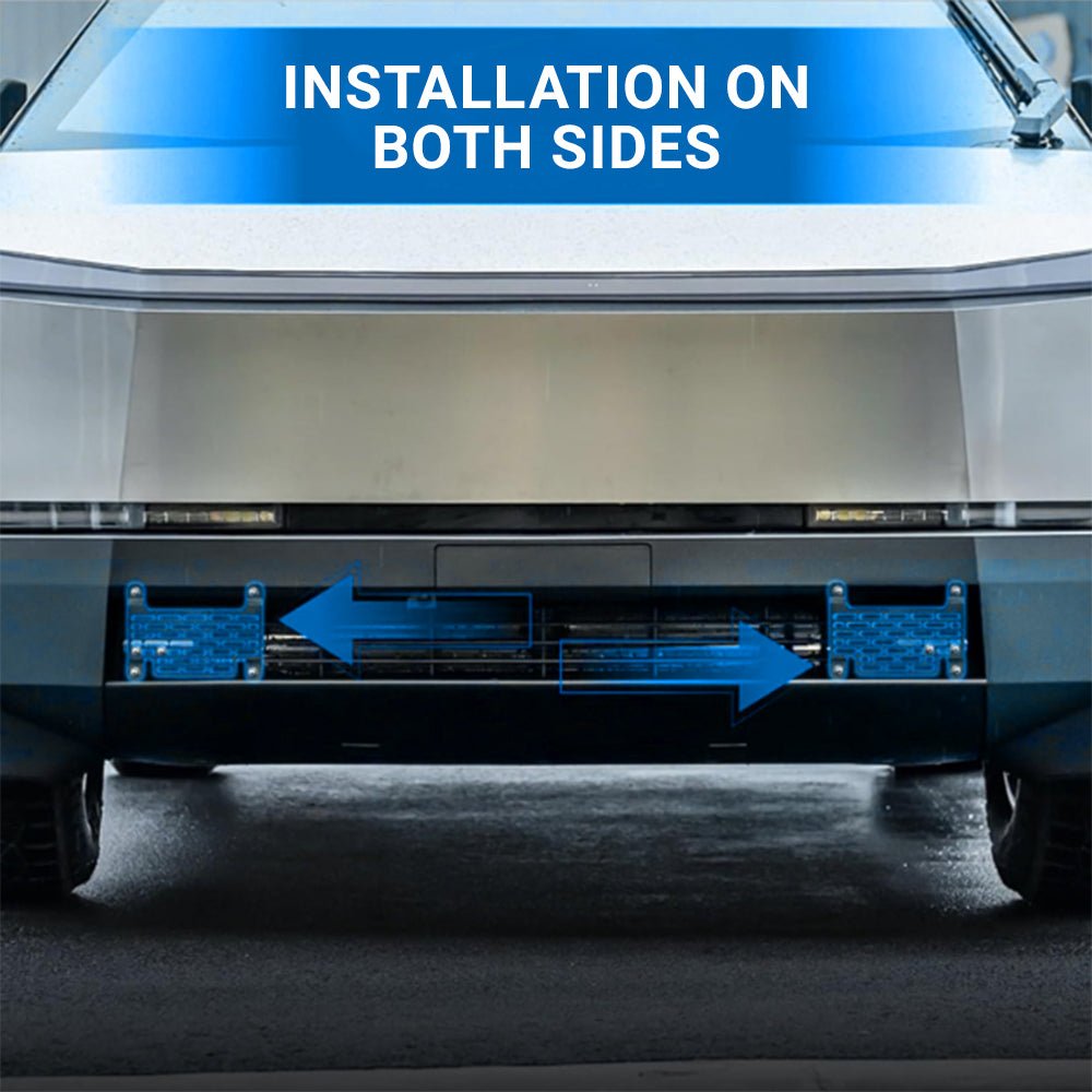 Cybertruck front license plate holder by Tesery with no-drill, anti-theft mounting kit, designed for secure and easy installation.