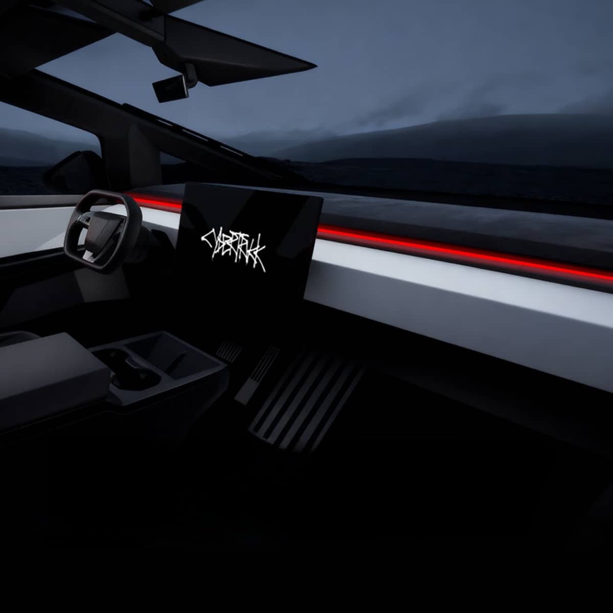 Cybertruck Smart BSD Blind Spot LED ambient lighting kit by Tesery installed on a vehicle, showing sleek LED strips for enhanced visibility