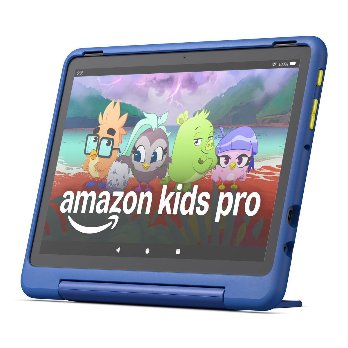 Amazon Fire HD 10 Kids Pro tablet with 10.1-inch HD screen, slim case, parental controls, and 32GB storage for children aged 6-12.