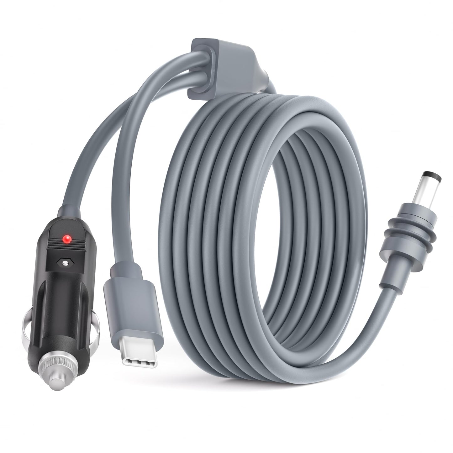 Starlink Mini 2-in-1 USB-C to DC power cable by BACKUPMYFILESNOW.COM®, 10ft, 100W, car cigarette lighter to USB Type-C connector