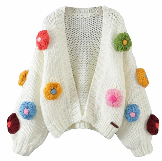 Vintage embroidery knit sweater by BACKUPMYFILESNOW® featuring detailed floral embroidery and a cozy, textured knit fabric.