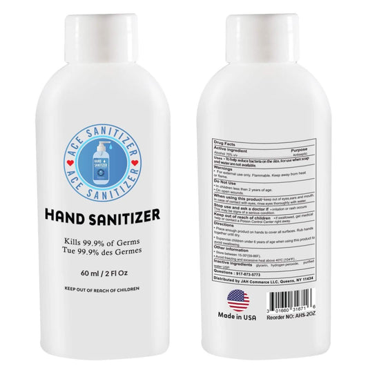 Two 2oz bottles of DailySale 70% alcohol hand sanitizer with clear labels, designed for face masks and PPE use.
