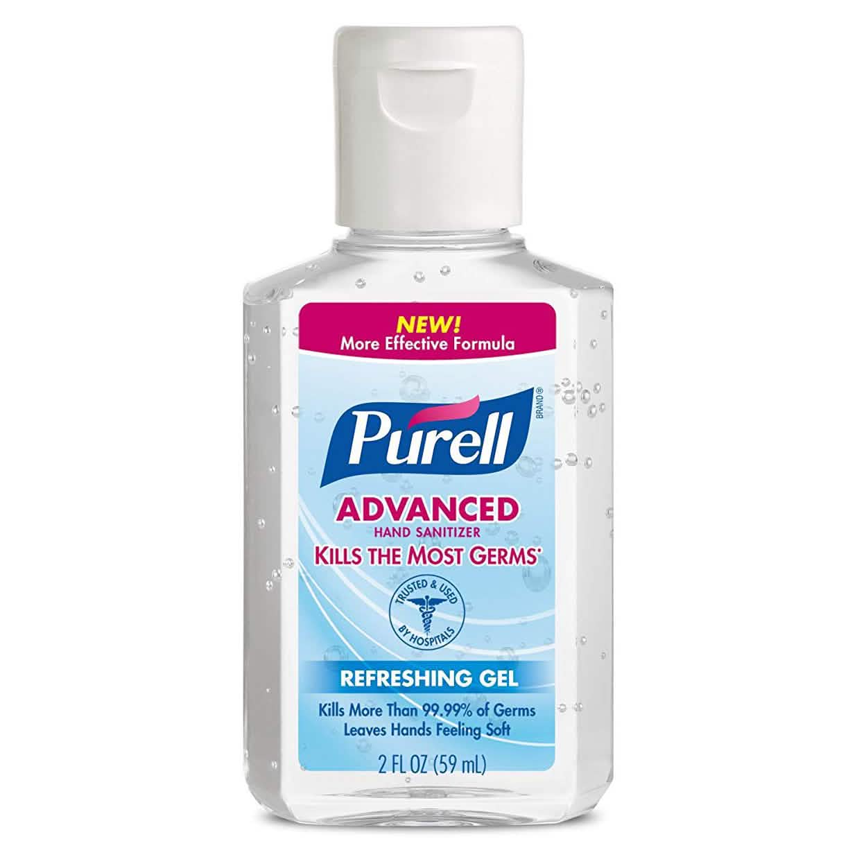 Five 2oz bottles of Purell hand sanitizer from DailySale, displayed alongside face masks and PPE for hygiene and protection.