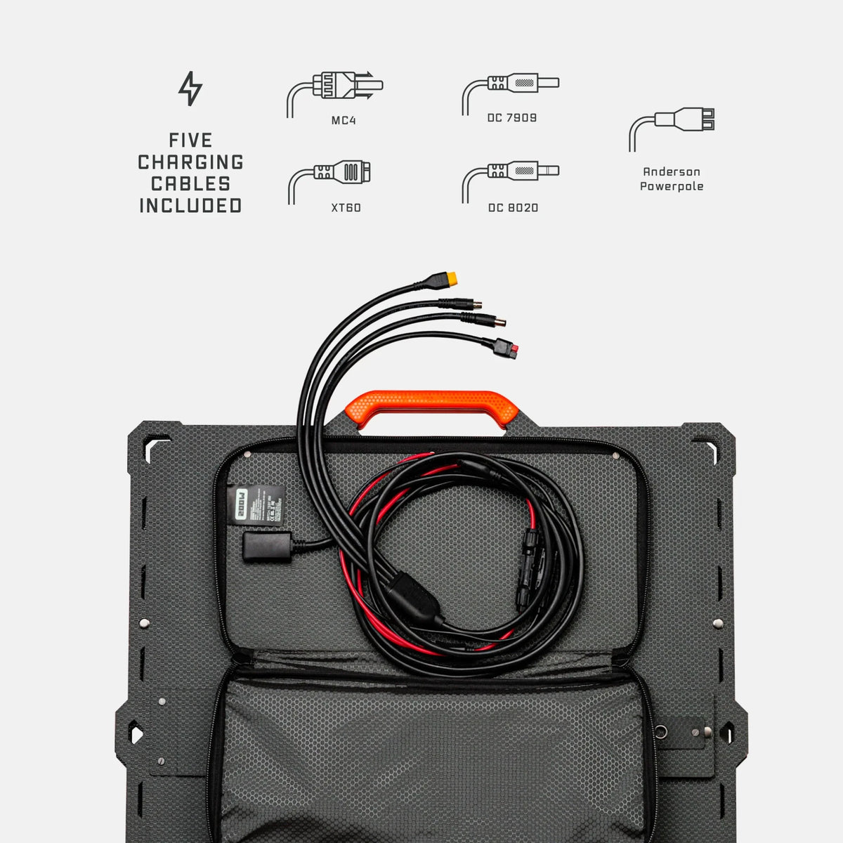 Dark Energy Spectre 200W solar panel showing black photovoltaic cells and durable frame for outdoor solar energy use