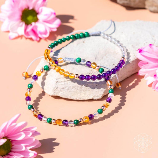 Conscious Items Destiny Maker Powerhouse Anklet Set featuring multiple silver-toned anklets with intricate designs on a neutral background.