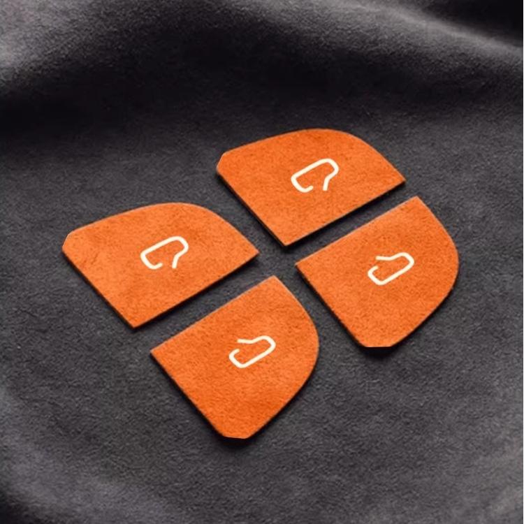 Tesla Model Y Juniper and Model 3 Highland door open button stickers, Tesery official badges for easy identification.