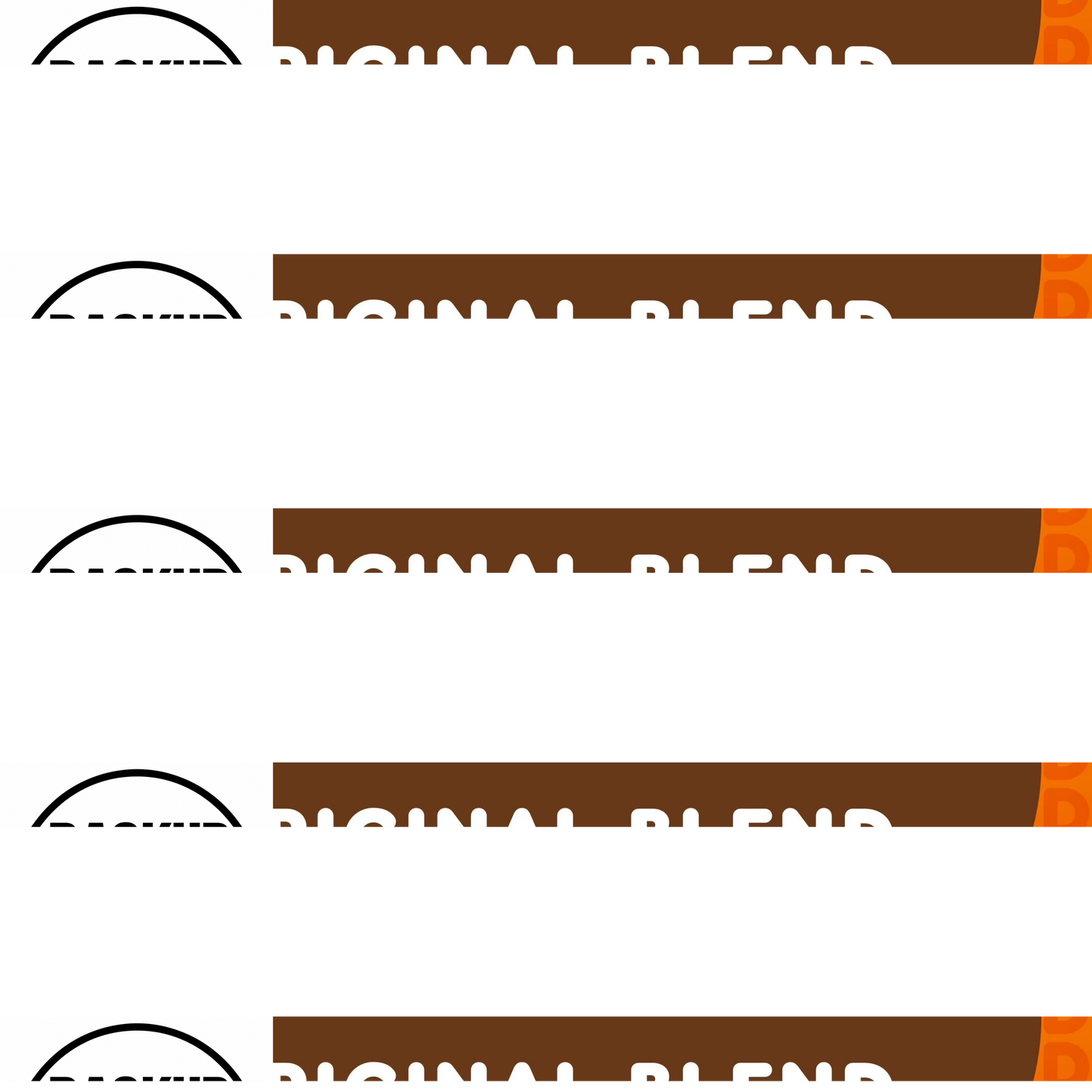 Six 12 oz bags of Dunkin’ Original Blend Medium Roast Ground Coffee, showing the coffee bags with Dunkin' branding.