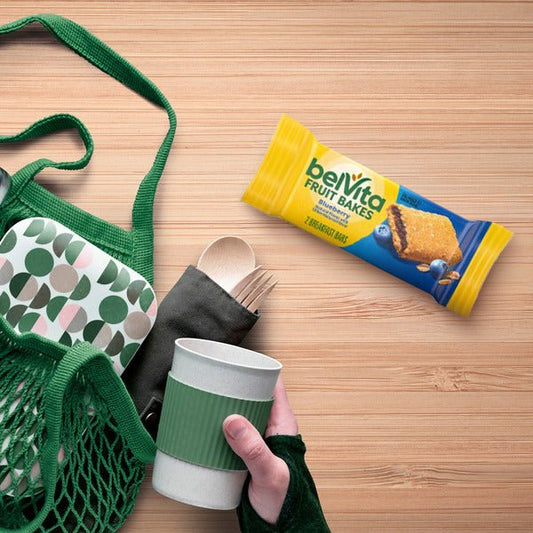 BelVita Blueberry Soft Baked Breakfast Bars in 7.05 oz package, featuring blueberry flavor and soft baked texture.