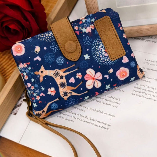 Multifunctional tri-fold fashion wallet with multiple card slots and printed design by My Store
