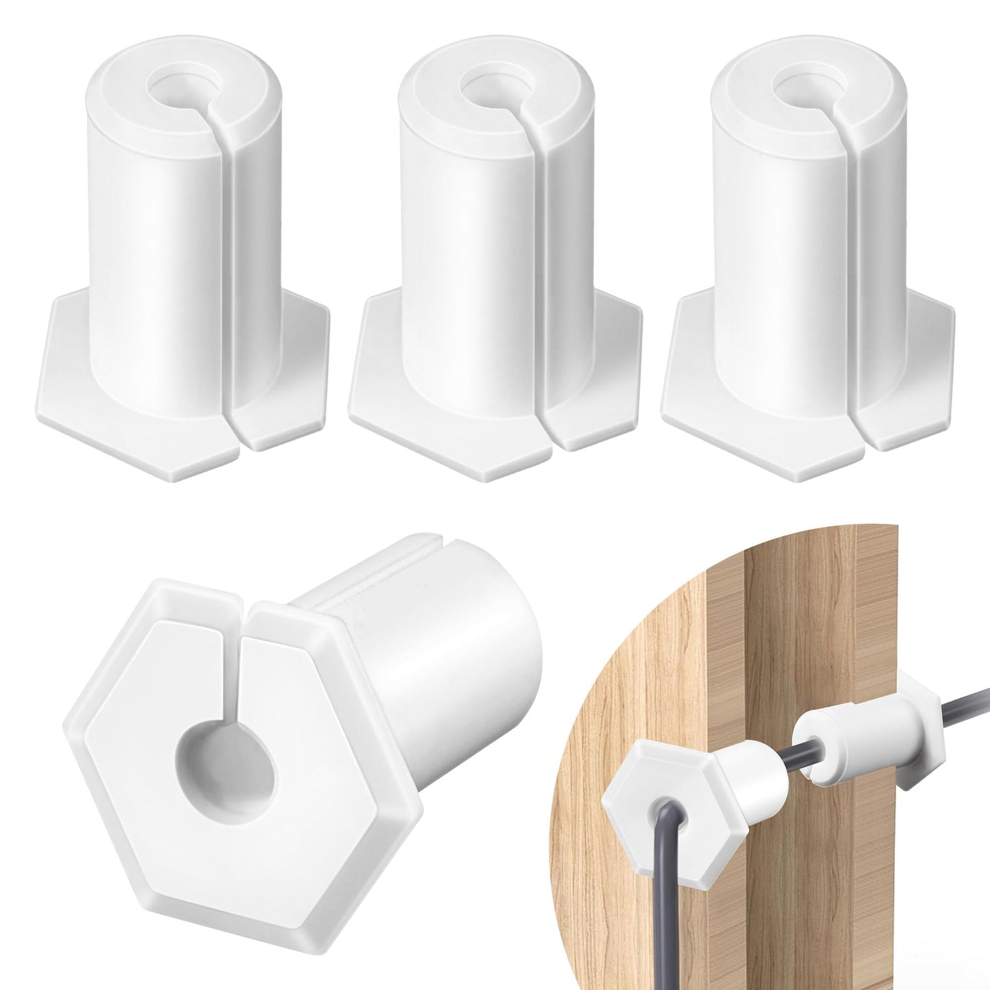 Saillong 4-piece cable routing kit with white rubber grommets for Starlink Ethernet cables and wall hole cable feed through bushing.