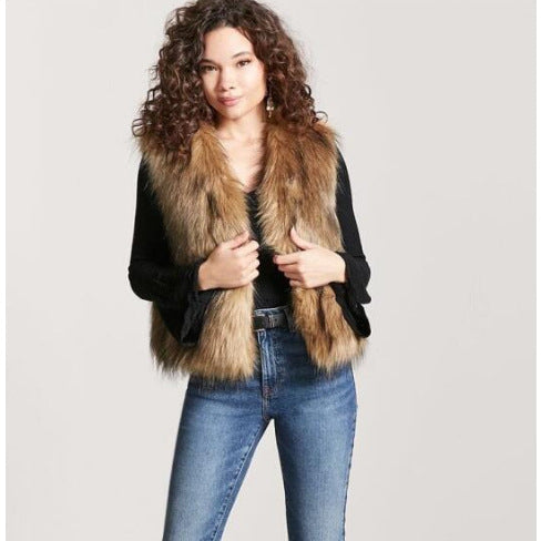 Fashionable new fox-fur long vest in a sleek, full-length design