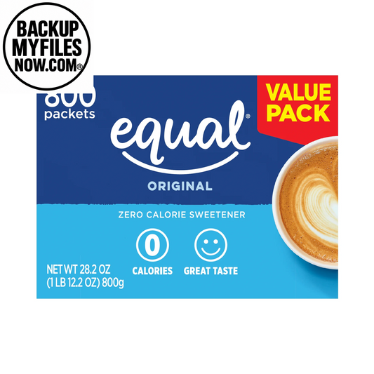 Equal Zero Calorie Sweetener sugar substitute packets, 800 count, individually wrapped for low-calorie sweetening.