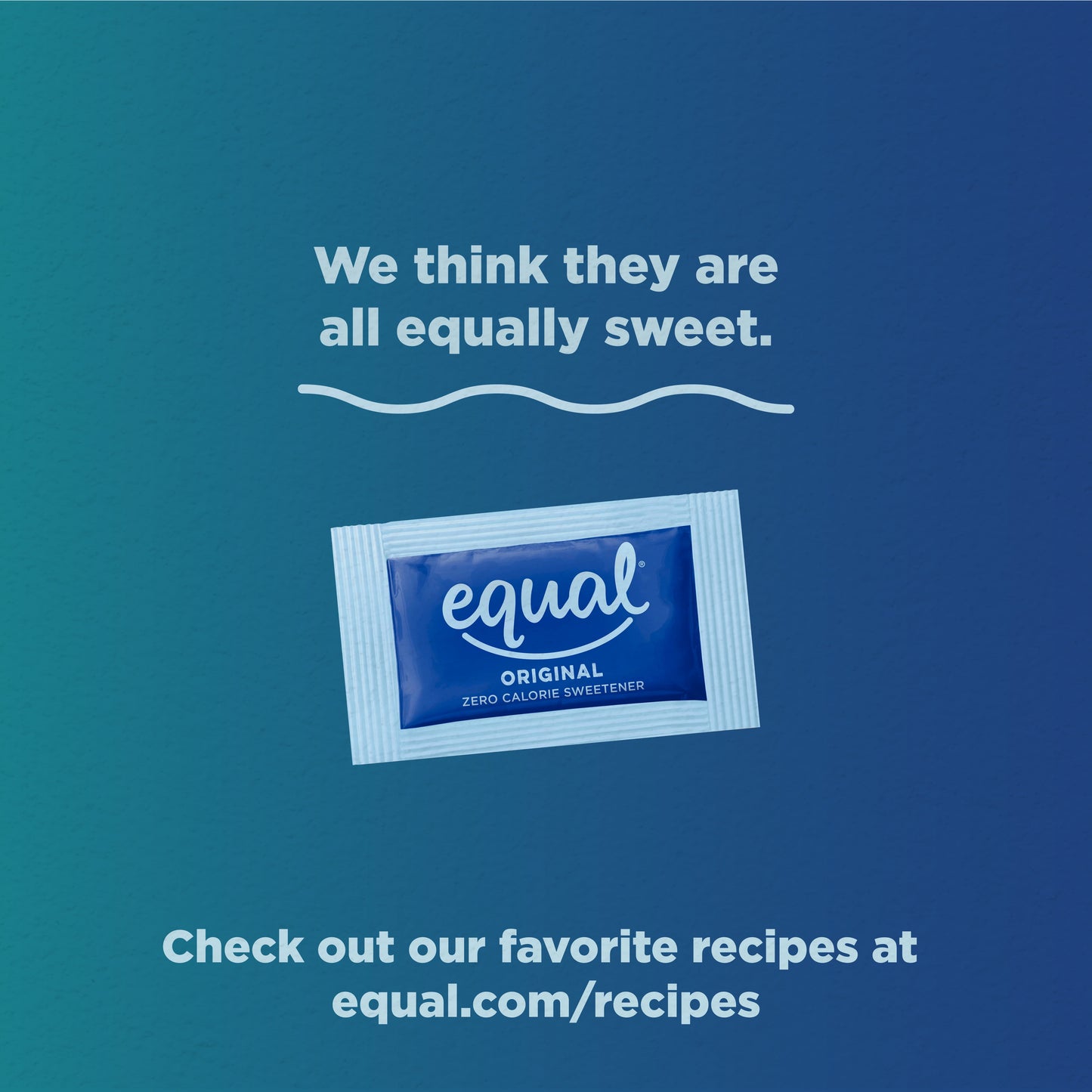 Equal Zero Calorie Sweetener packets, sugar substitute, 800-pack, individual white packets with blue and yellow branding