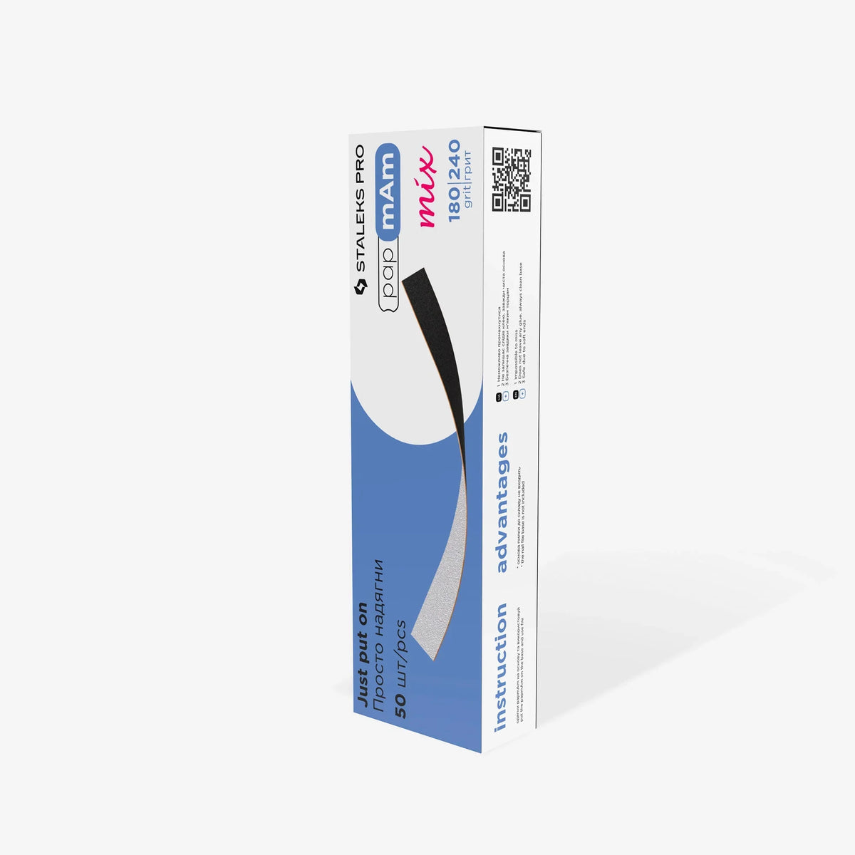 Disposable double-sided files by Staleks, Mix EXPERT 22, 50 pcs, for professional nail filing and shaping.
