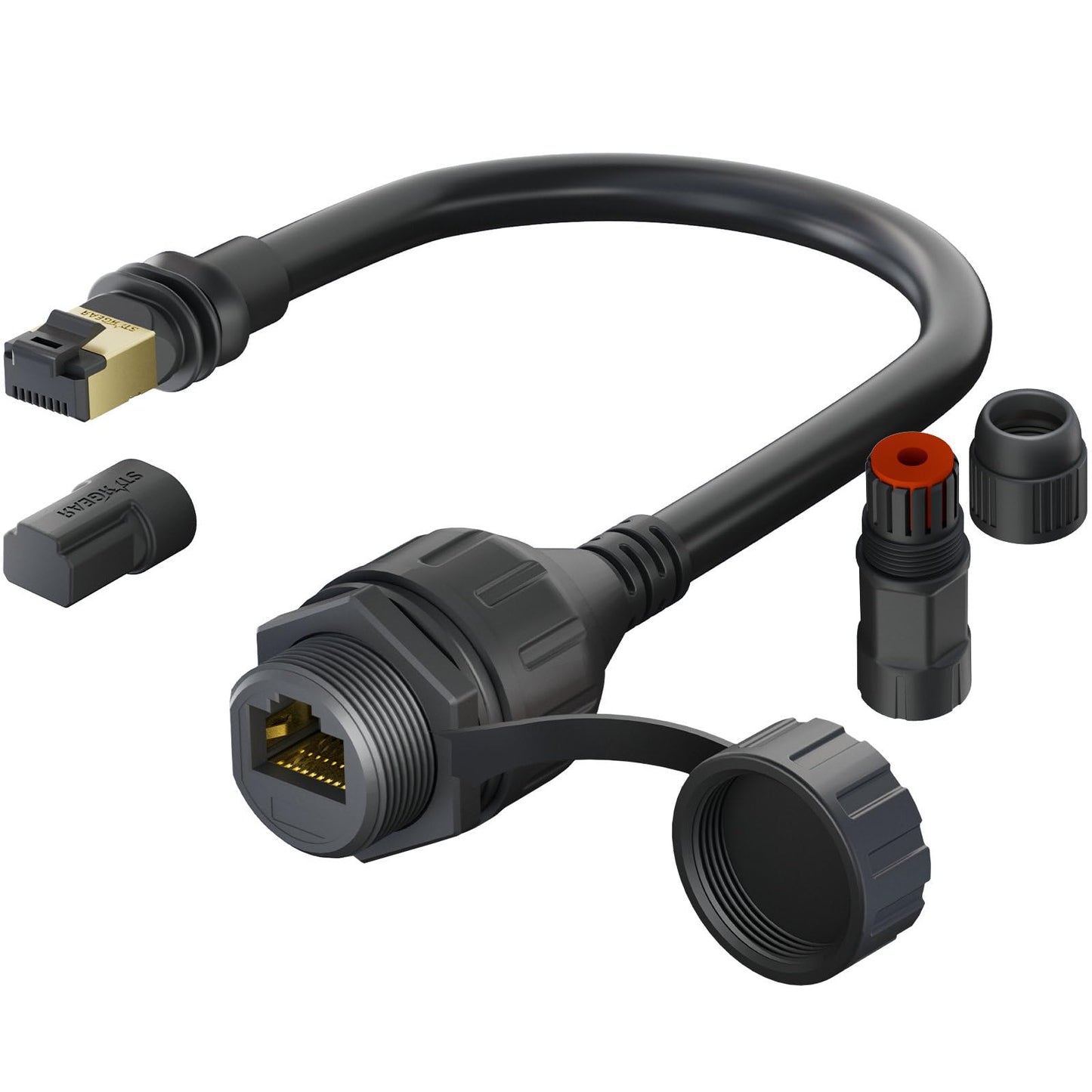 BACKUPMYFILESNOW® Starlink Ethernet Adapter Gen 3 waterproof coupler connected to Starlink Mini Ethernet cable for V3 extension repair