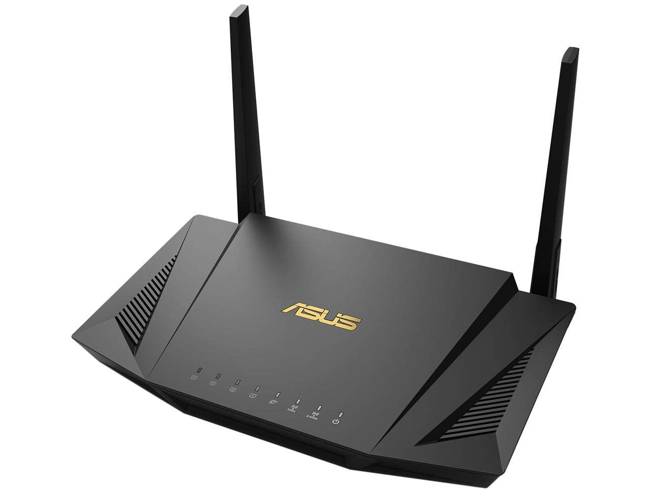 ASUS RT-AX56U AX1800 Dual Band WiFi 6 router with USB port, extendable mesh, parental controls, VPN, and network security features.