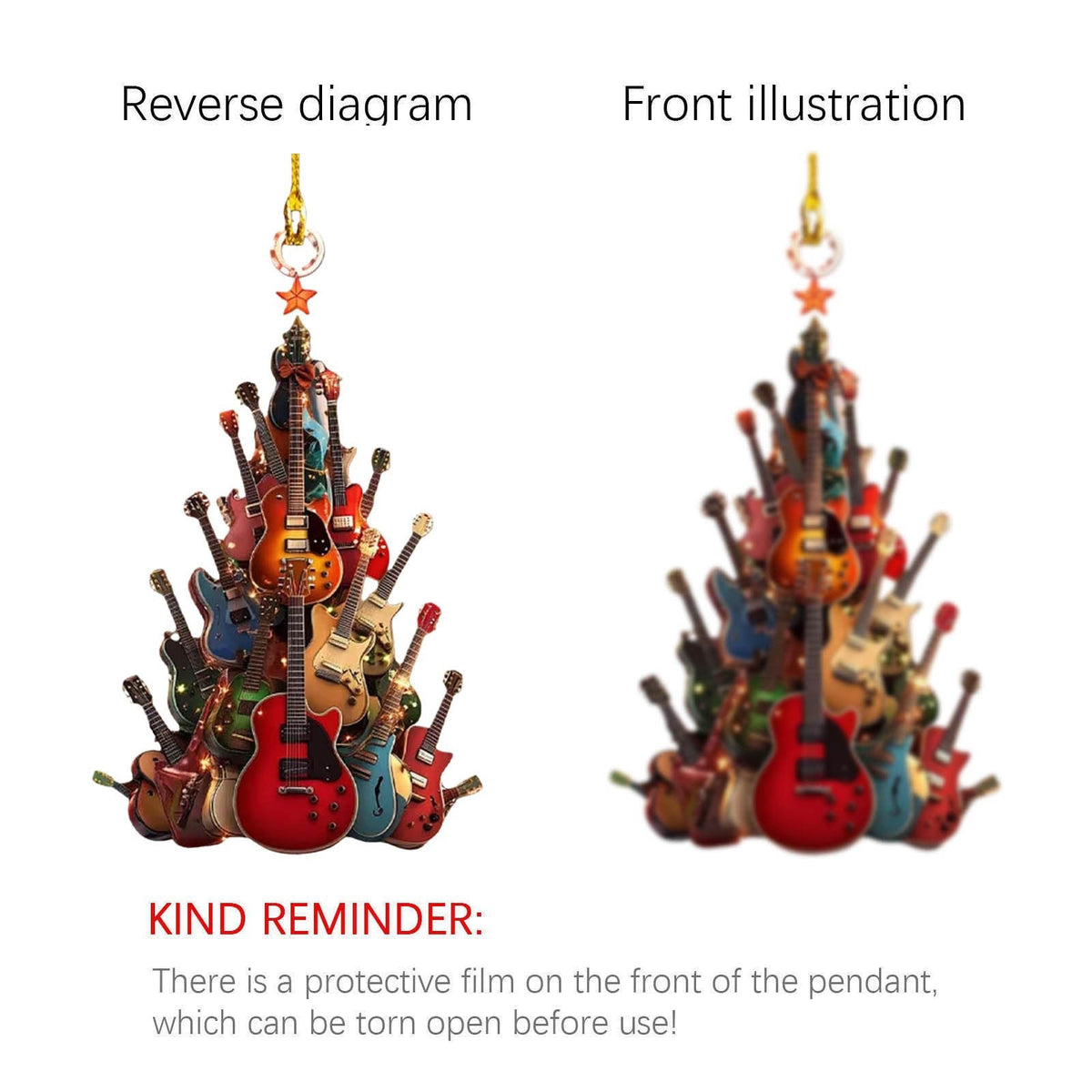 Guitar Christmas tree decorations featuring miniature guitar ornaments for festive holiday décor