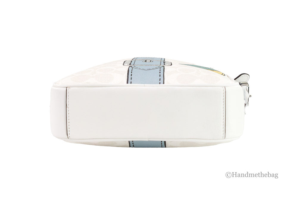 Coach Hudson 21 medium chalk trompe l'oeil print handbag with top handles and zip closure, showing detailed print design.