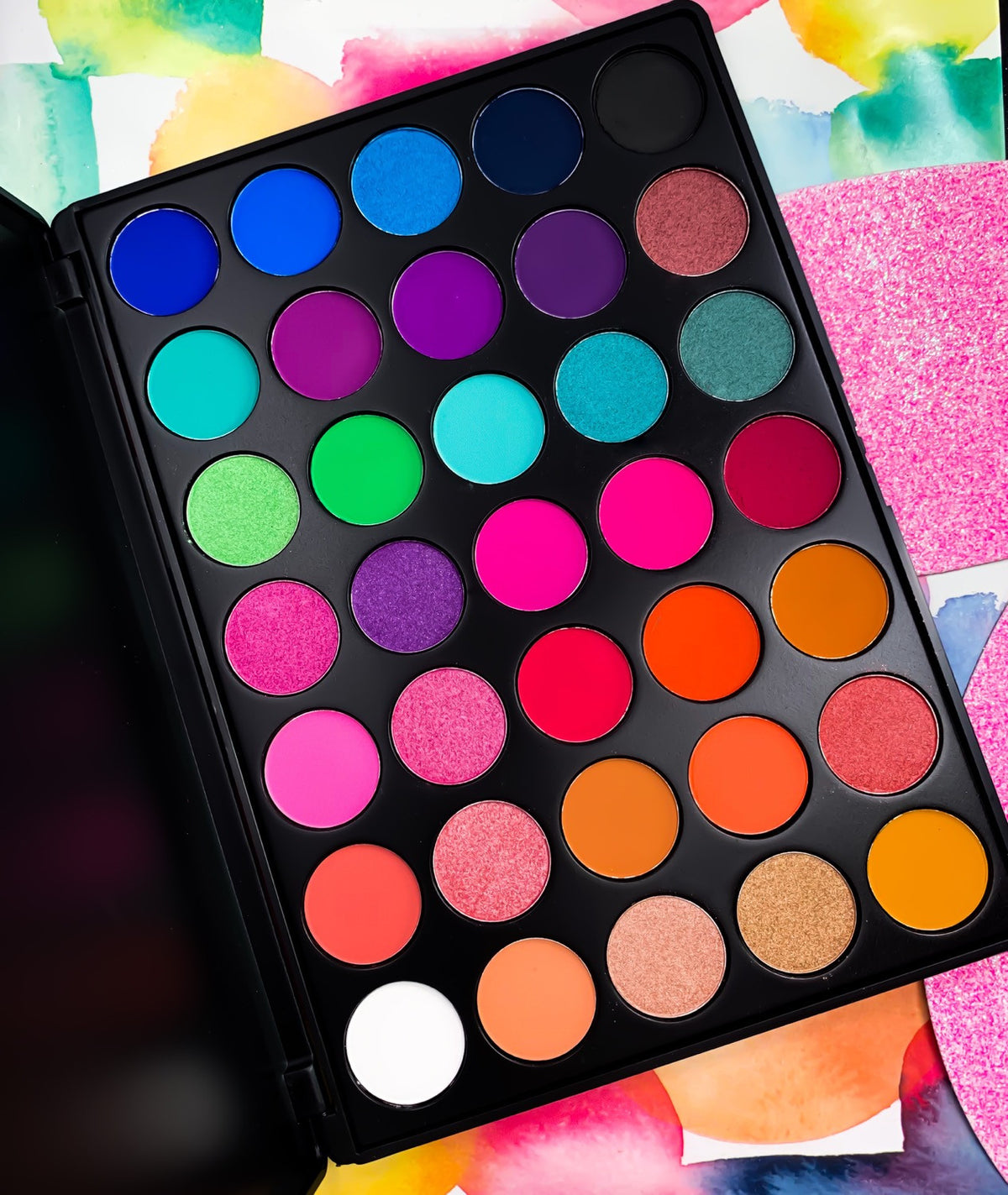 Rainbow High Pigment Eyeshadow Palette by BACKUPMYFILESNOW® featuring vibrant, colorful eyeshadow shades in a sleek palette.