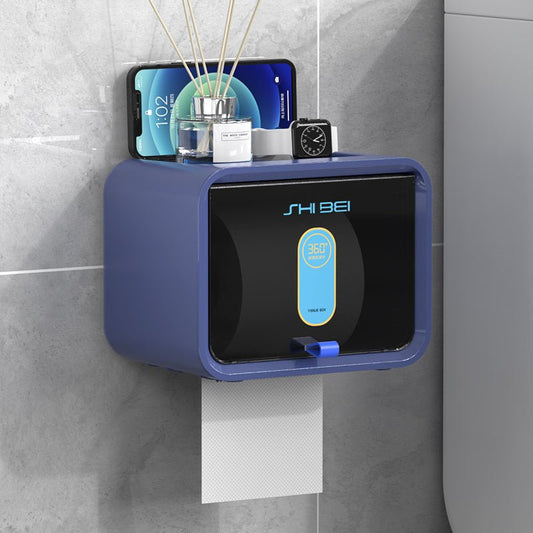 White waterproof toilet paper holder by FLIPSTYLEZLLC, designed for secure toilet paper storage and easy access.