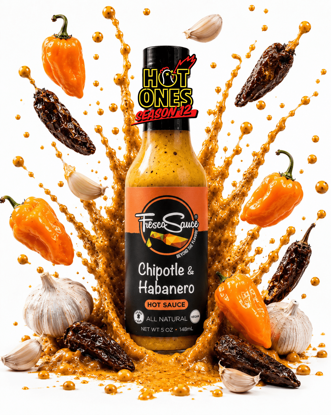 FrescoSauce Chipotle & Habanero Hot Sauce pack, featuring two hot sauces from the Hot Ones collection, in a 6-pack bundle.
