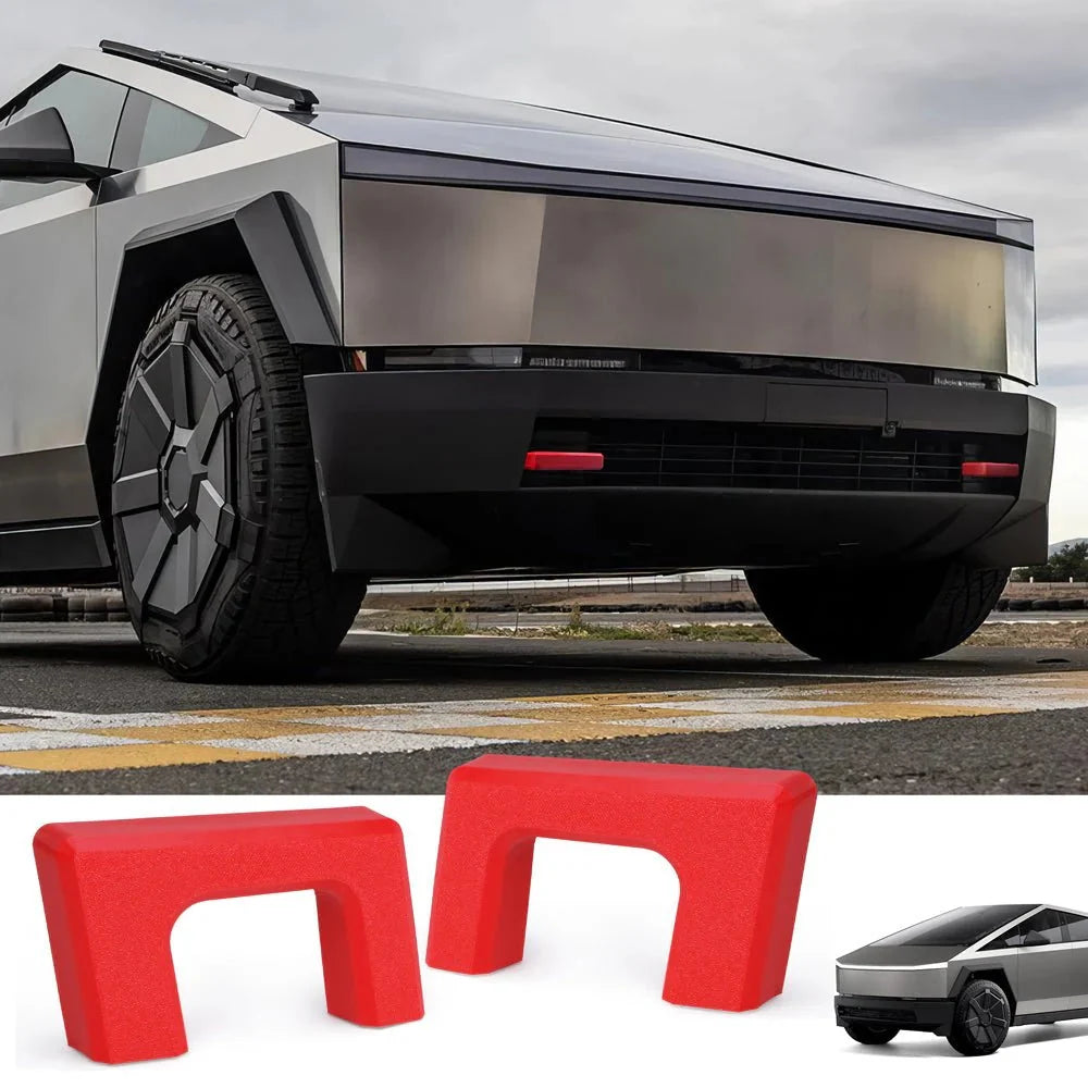 Pair of Tesery Official Tesla Cybertruck front tow hook covers, 2-piece set, designed for Tesla Cybertruck front bumper.