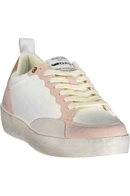 White GAS women's sports sneakers with breathable mesh and cushioned soles, designed for comfort and active wear.