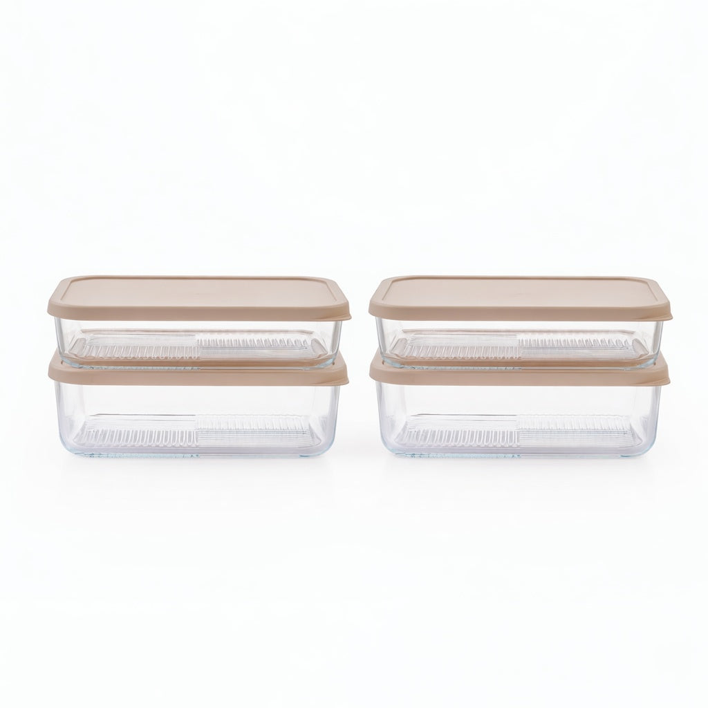 Dura Living Glass Food Storage Set with 12 airtight containers in mixed sizes, filled with cashew cream.