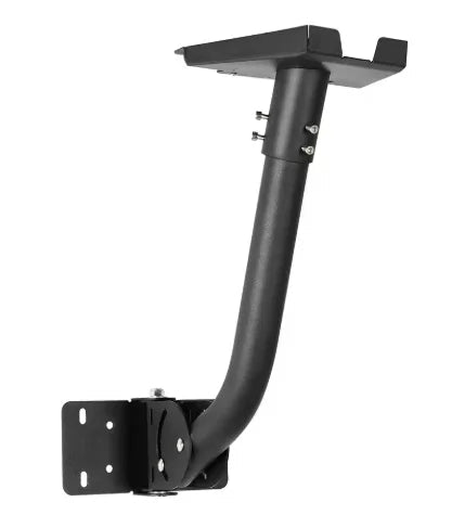 Black metal flat pole adapter bracket for Starlink Gen 3 and V4 satellite antenna, adjustable roof and wall mount stand accessory.