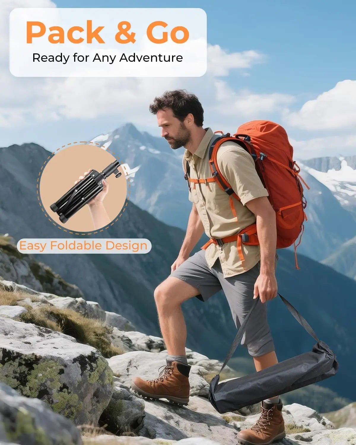 Starlink Gen 3 mount with adjustable tripod stand for outdoor camping and RV, compatible with Starlink mounting kit.